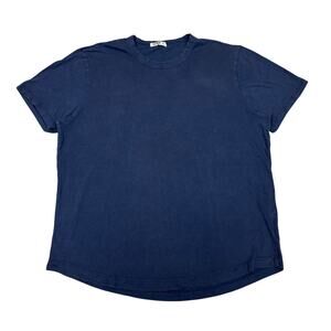 Buck Mason Curved Hem Slub Cotton Short Sleeve T Shirt Men's Medium Navy